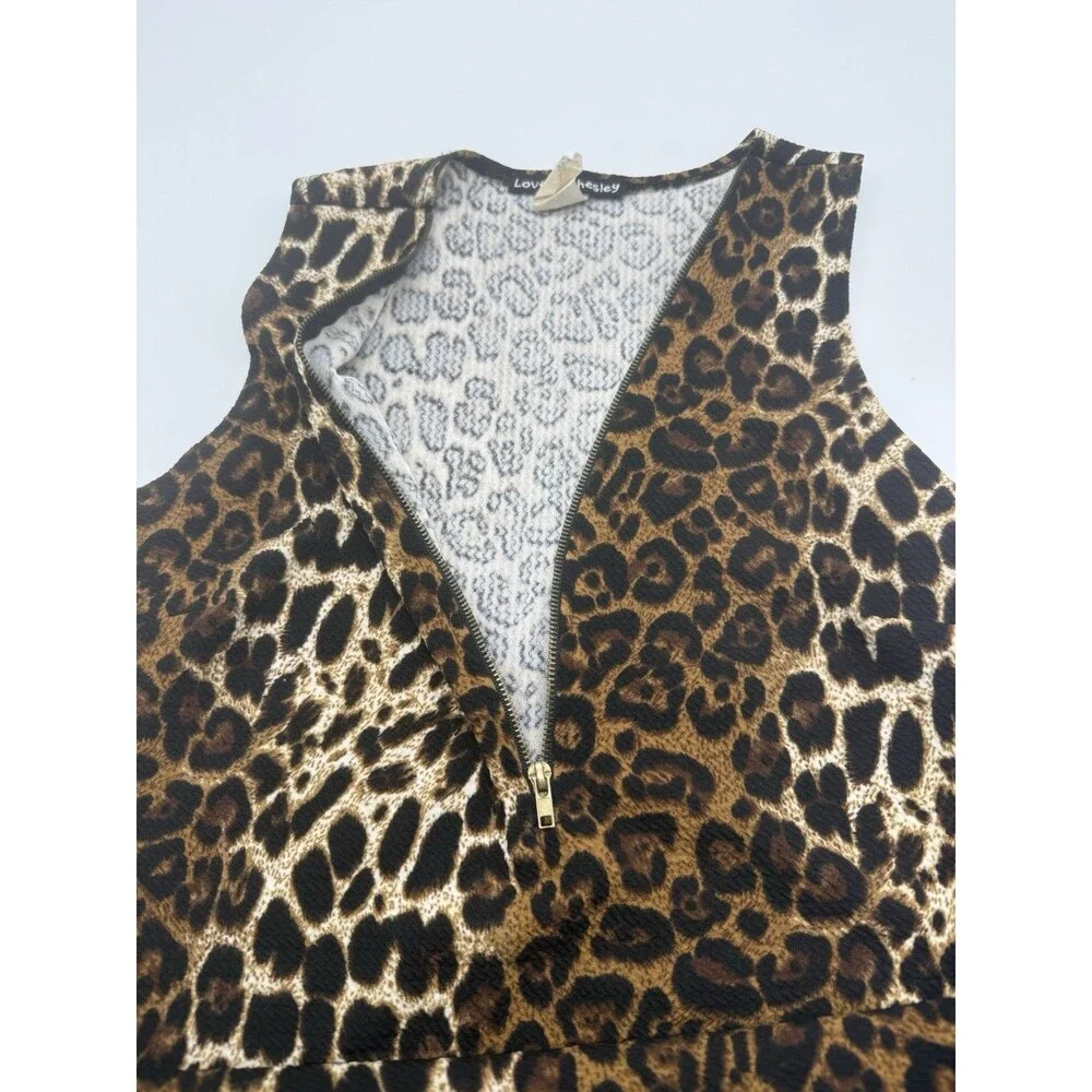 Woman’s Dress S Cheetah Print Brown Dip Hem Love ❤️ Chesley Read Description - Picture 3 of 9